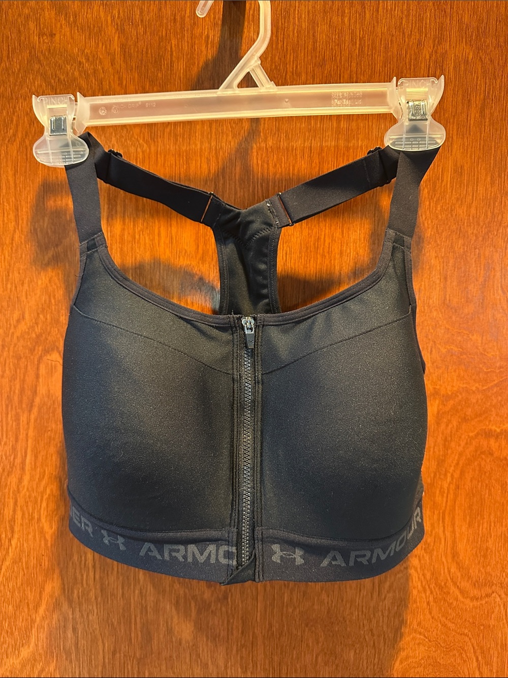 Under Armour Black Front-Zip Racerback Sports Bra, 34 DD